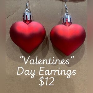 Valentines Day Red Heart Earrings Brand New I just made them. They are so cute!